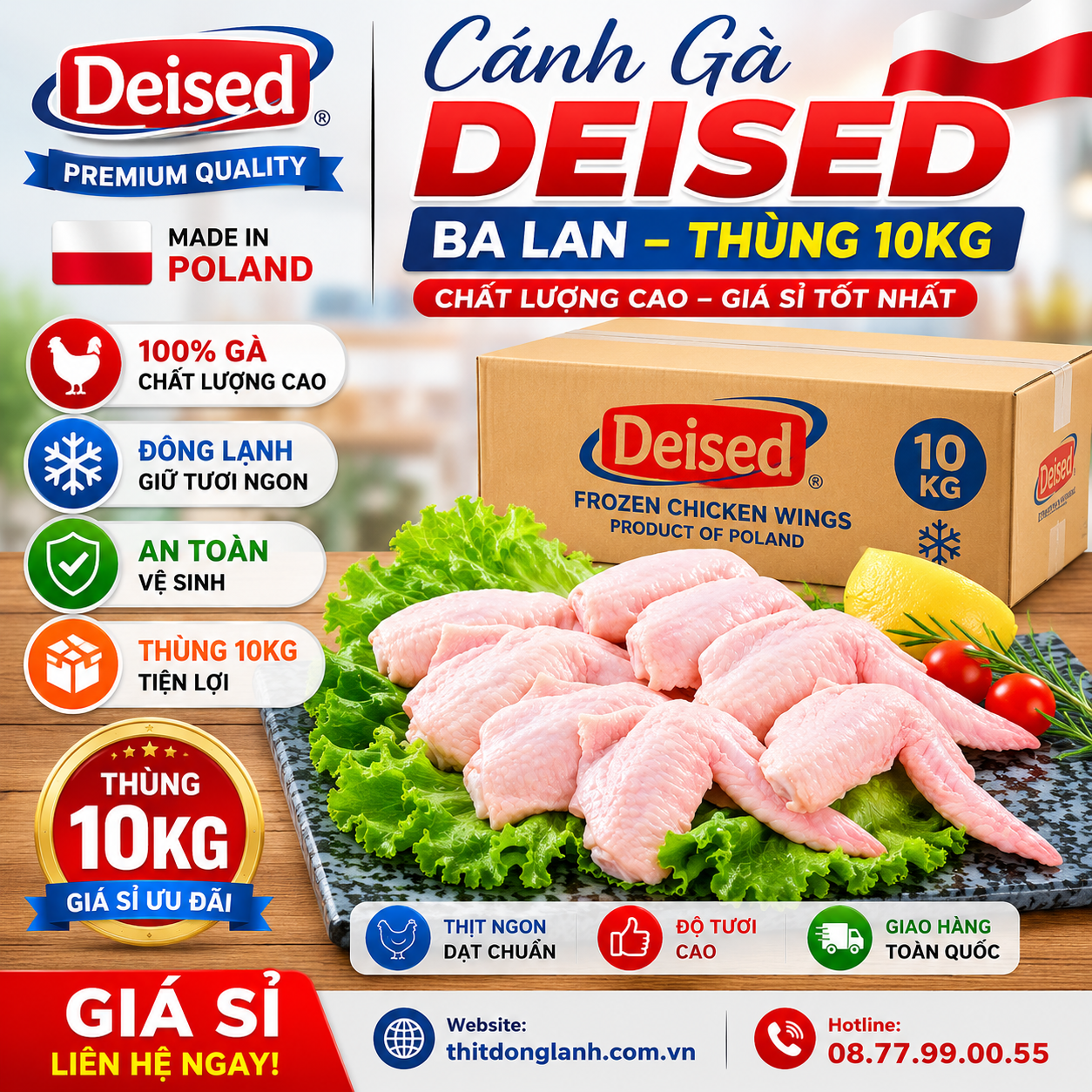 Cánh Gà Deised Ba Lan Thùng 10kg Giá Sỉ