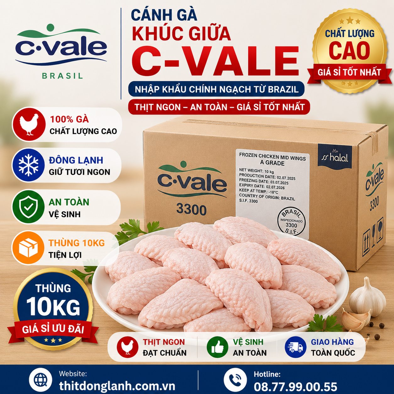 Cánh Gà Khúc Giữa C-Vale Giá Sỉ