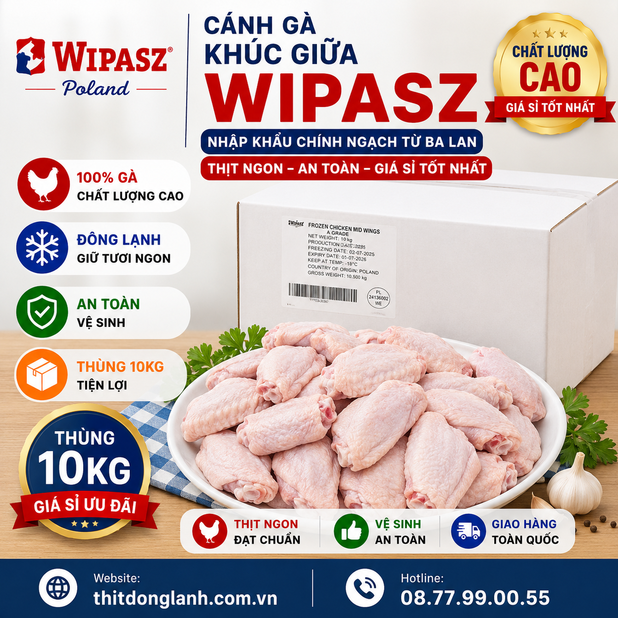 Cánh Gà Khúc Giữa Wipasz Giá Sỉ
