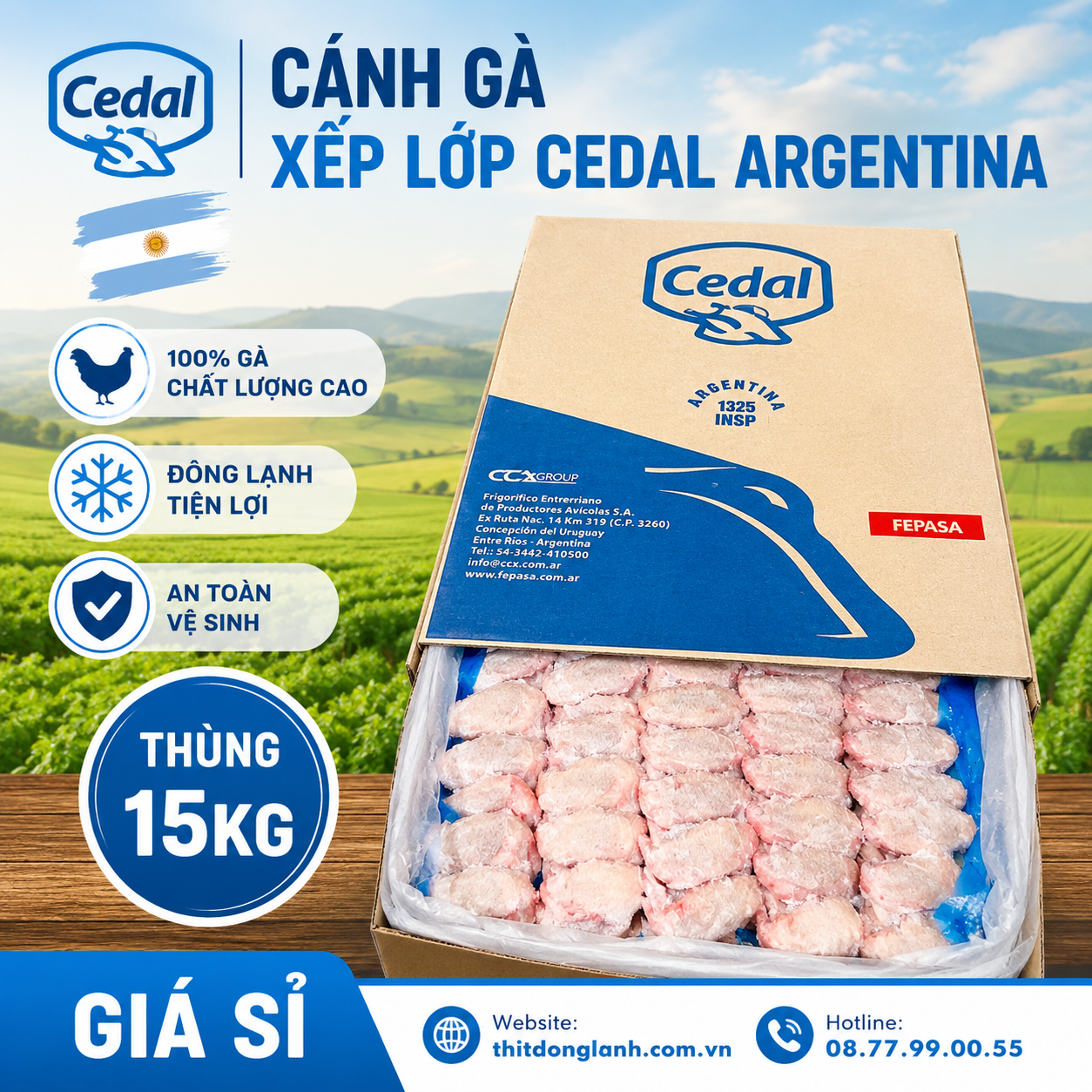 Cánh Gà Xếp Lớp Argentina Cedal Giá Sỉ