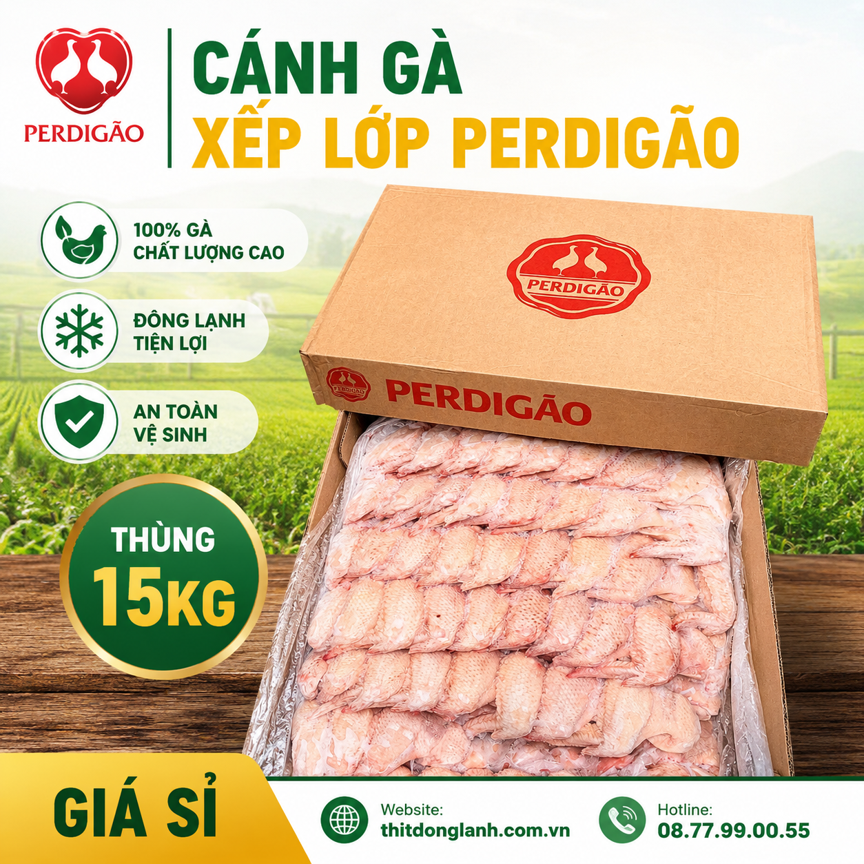 Cánh Gà Xếp Lớp Perdigao 15kg Giá Sỉ
